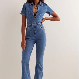 We the Free Denim Zip Up Jumpsuit